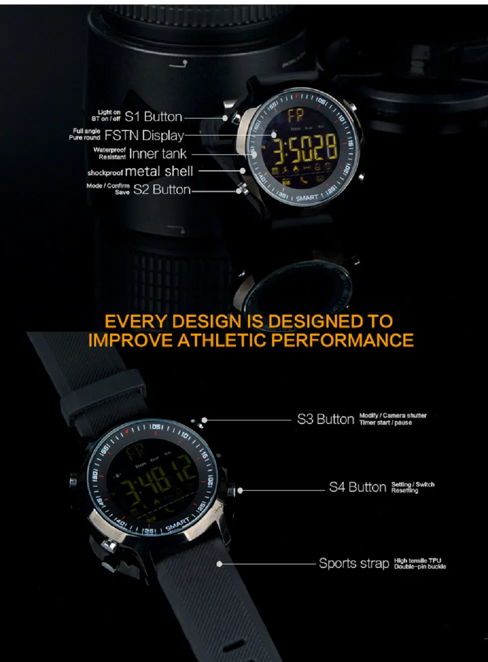 Greentiger EX18 спортивные Смарт-часы ультра-долгий режим ожидания Xwatch плавательные умные часы IP68 Водонепроницаемые 5 АТМ Шагомер Bluetooth часы