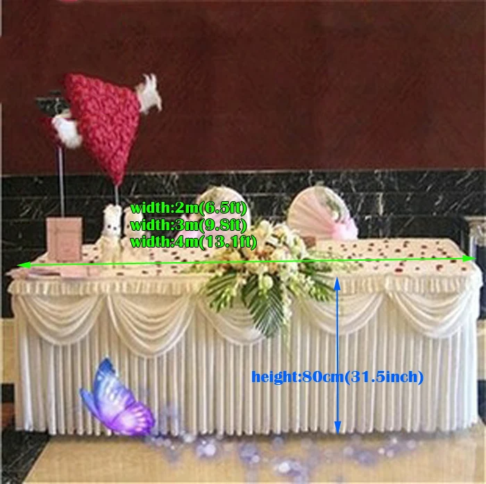 

13.1ft(W)*31.5"(H) pure whiteTablecloth wedding table skirt banquet table skirt with swag table cover wedding table swag