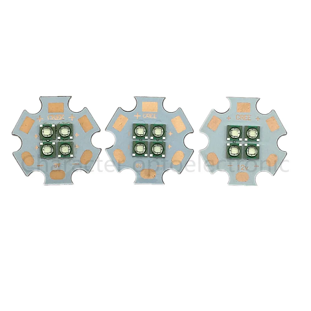 

1./2/5/10pcs/lot Cree XPE 4Chip 3V/6V/12V LED Blue 460-465nm Emitter instead of MCE XML LED with 20MM Cooper PCB