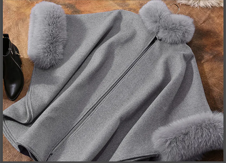 Женская зимняя накидка с воротником летучая мышь на одной пуговице|coat gray|cape coatcloak