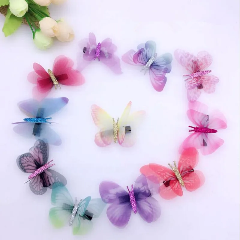 10pcs Fairy Fake Butterfly Hairpin Woodland Party Favor Kid Barrette Cute Theme Girls Animal Flying Hair Clip | Красота и здоровье