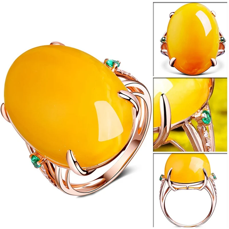 Женское кольцо из пчелиного воска с крупным камнем | Украшения и аксессуары