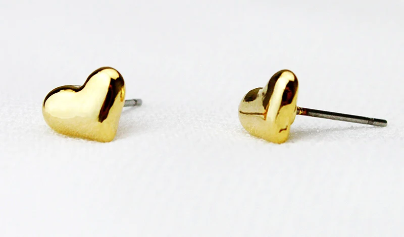 Позолоченные серьги-гвоздики в форме сердца со стразами романтические серьги