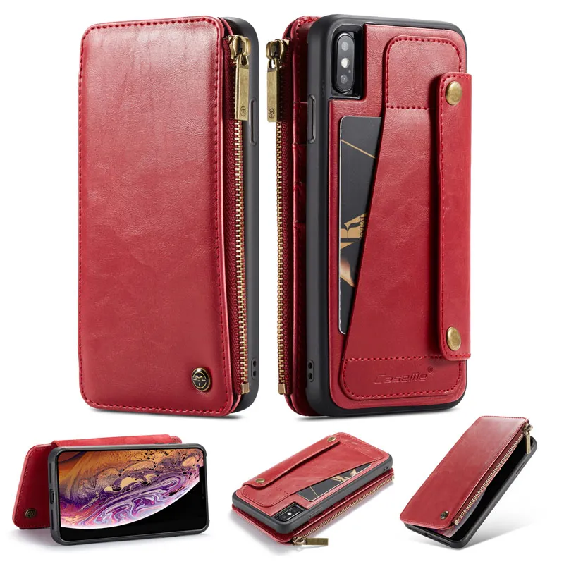 Кошелек на молнии чехол для iPhone Xs Max XR карман кредитные карты Слоты сзади X 7 6 8 плюс