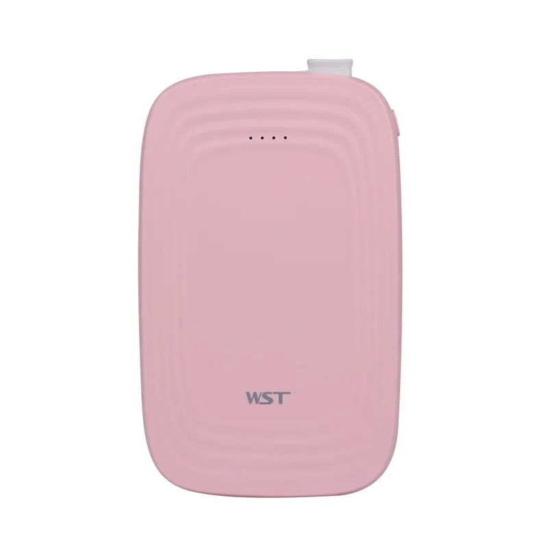 Pink Бренд WST, тонкий внешний аккумулятор, 5000 мА/ч, Встроенный кабель, аккумулятор, внешнее портативное зарядное устройство, цветной милый розовый мини-аккумулятор - Цвет: Pink