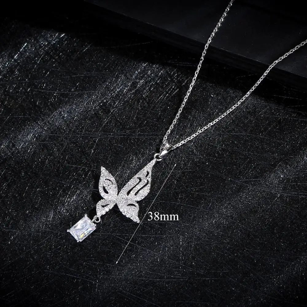 

Luxury Cut Butterfly pendant Geometric Women Wedding Cubic Zirconia 3pcs Necklace Earring ring Dubai Jewelry Set D1411