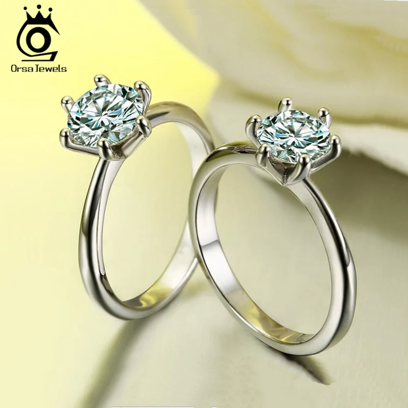 ORSA JEWELS 925 пробы Серебряное кольцо AAA кубический цирконий предложение для свадьбы обручальные кольца ювелирные изделия для женщин OSR116