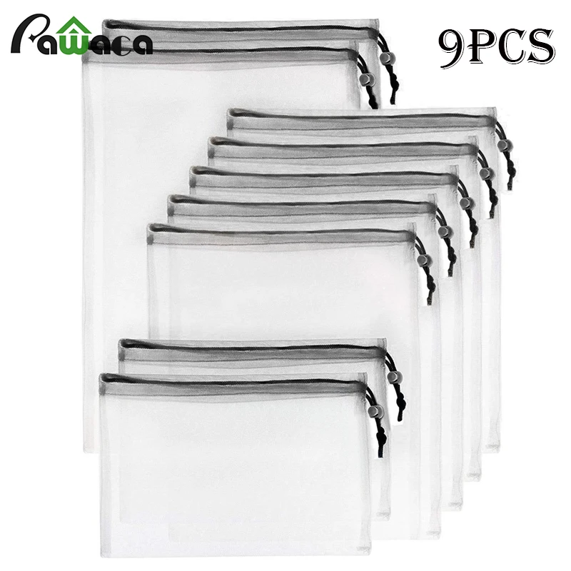 9 шт./компл. многоразовые сетчатые сумки премиум класса кухонные для фруктов и