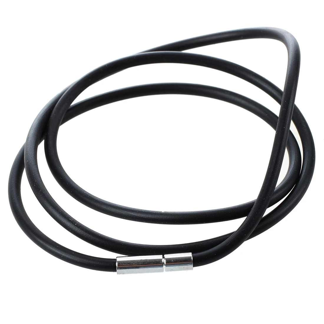 

3mm Black Rubber Cord Necklace with Stainless Steel Closure Women Men Choker Accessories Collier - 25.5inch