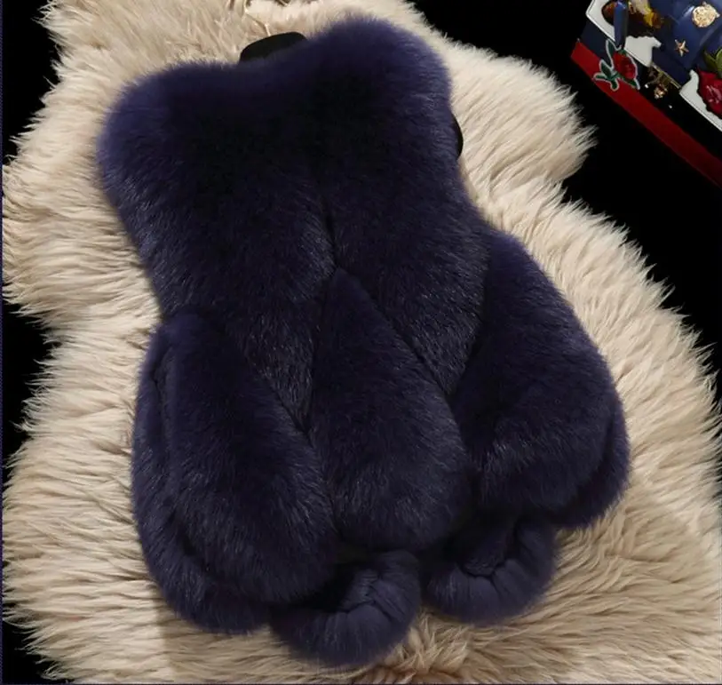 

2019 Winter New fashion brand Fake fox fur vest women's Short jacket winter Faux fur coat Plus Size size S- 4XL PLUS SIZE w1702