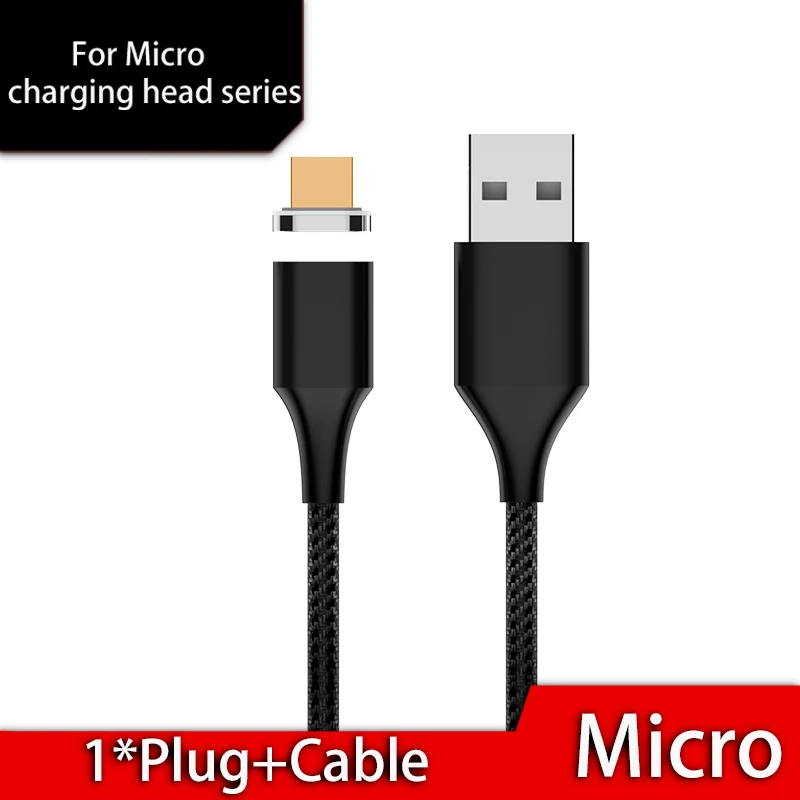 Магнитный usb-кабель 3A type C для быстрой зарядки, кабель Micro USB, магнитное зарядное устройство, usb-кабель iOS для samsung iPhone, Xiaomi, huawei, зарядка - Цвет: Black Micro Cable