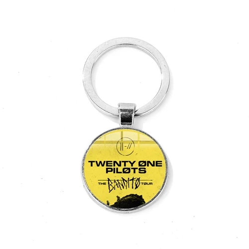 Style 1 SONGDA Pop Rock Band Twenty One Pilots брелок модный символ стеклянный купол мотоциклетный автомобильный брелок круглая форма брелоки для фанатов - Цвет: Style 1