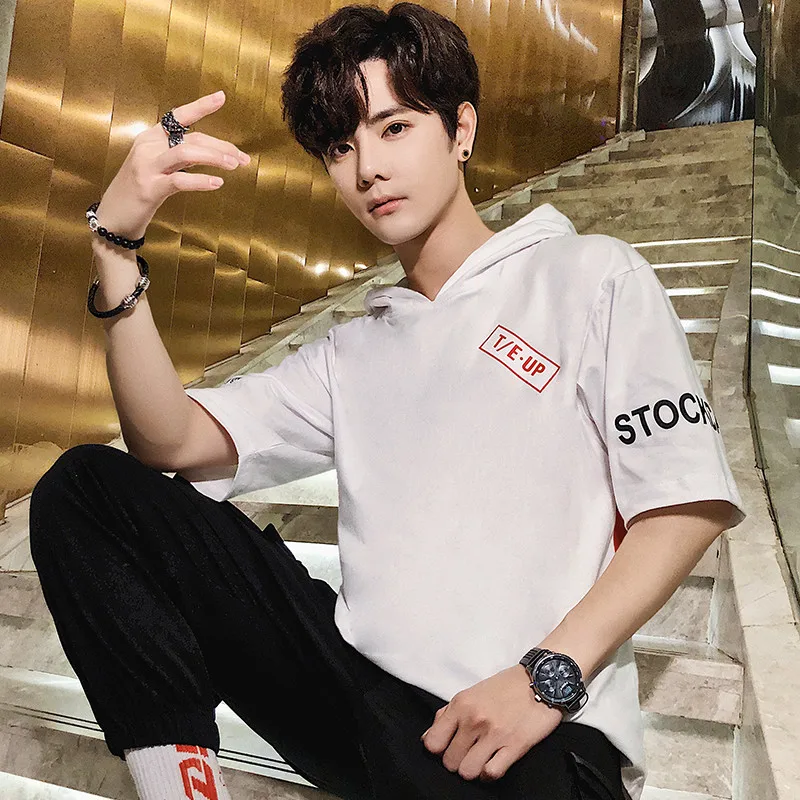 Летний мужской топ с коротким рукавом в Корейском стиле модный | Мужская одежда