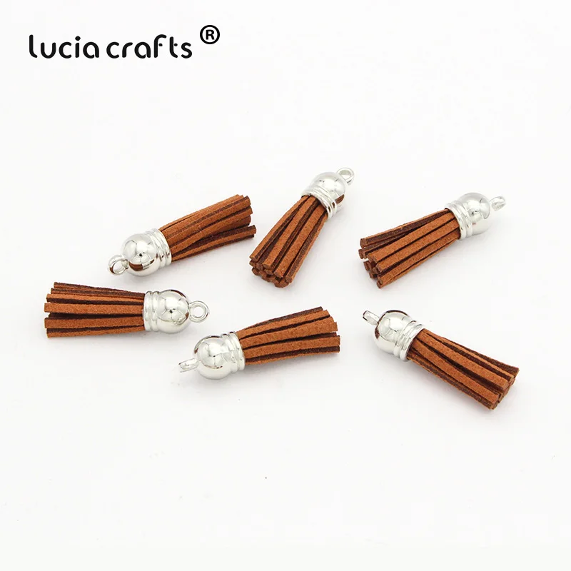 Color4 12pcs Lucia crafts 12 шт/24 шт замшевый брелок с кисточками на ремешке для мобильного телефона, ювелирные подвески, 4 см, Кожаные Кисточки с серебряными крышками I0103 - Цвет: Color4 12pcs