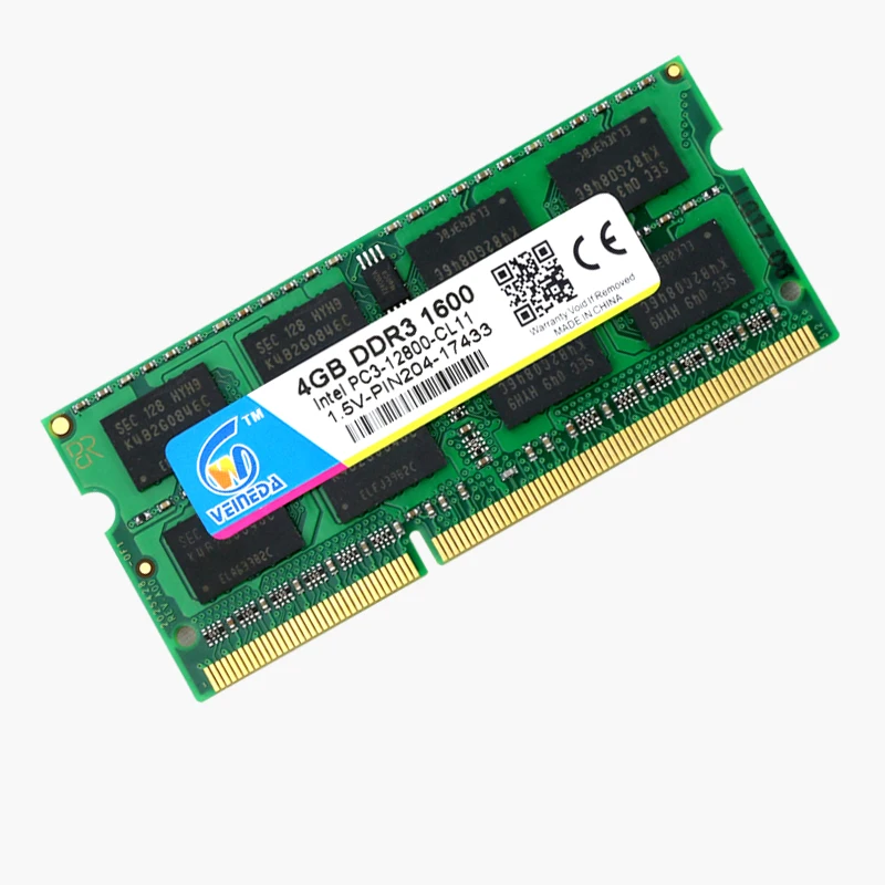veineda laptop ddr3 4gb 8gb 1333 1600mhz pc3 12800 so dimm ram compatible ddr3 1333 pddr 3 204pin for amd intel laptop free global shipping