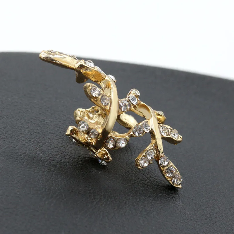 SexeMara 1pc Punk Earring Crystal Rhinestone Leaf Ear Cuff Warp Clip On Non-pierced Silver/Gold 2019 Hot Selling | Украшения и