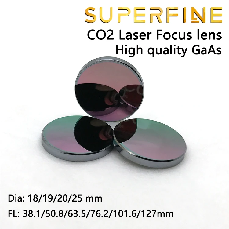 Superfine GaAs Focus Lens Dia. 18 19 20 25mm FL 50.8 63.5 101.6mm 1.5-4" for CO2 Laser cutting engraving machine