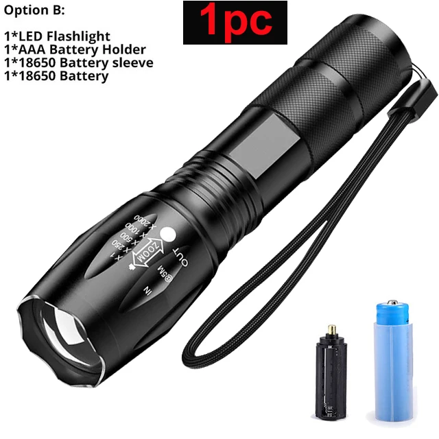 1PCS with battery 1/2/4 шт. набор фонарей 12000 Lums светодиодный Перезаряжаемые фонарик T6 L2 V6 linterna фонарик Фонарь 18650 Батарея наружная лампа для кемпинга - Испускаемый цвет: 1PCS with battery