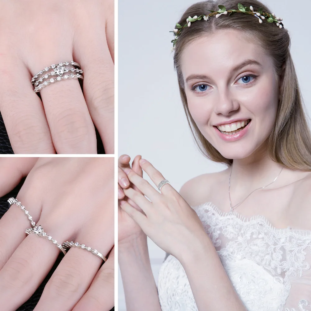 Jewelrypalace Для женщин 3 шт. кольцо обручальное Юбилей Обручение Свадебные Наборы для