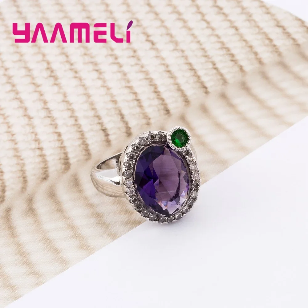 Top Quality Women Wedding Ring New Design Jewelry For 925 Sterling Silver Accessories With Purple Green Stone | Украшения и