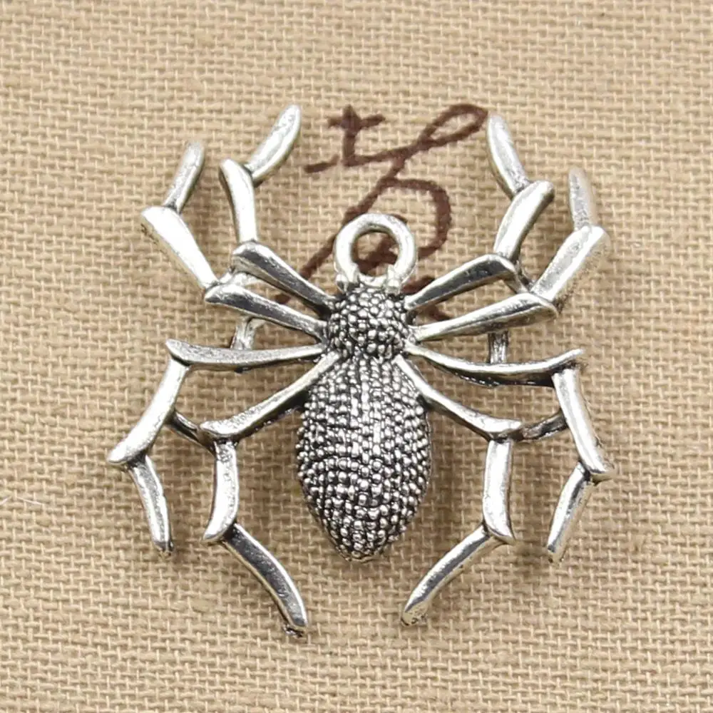 

4pcs Charms Spider Halloween 35x32mm Antique Making Pendant fit,Vintage Tibetan Bronze Silver color,DIY Handmade Jewelry