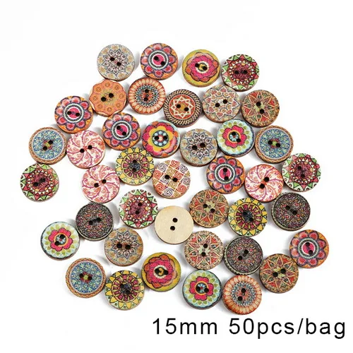 15mm thick 2.5mm 50 шт. пуговицы из натурального дерева круглые спиральные швейные пуговицы Скрапбукинг 2 отверстия Швейные аксессуары для детей - Цвет: 15mm thick 2.5mm