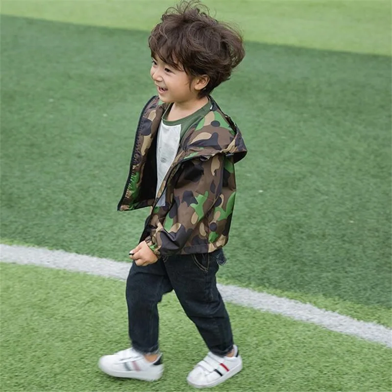 Children Outerwear hooded baby Boys jacket Fashion camouflage color Jackets kids Coats Windproof spring autumn Tops for kid 2-6Y | Детская