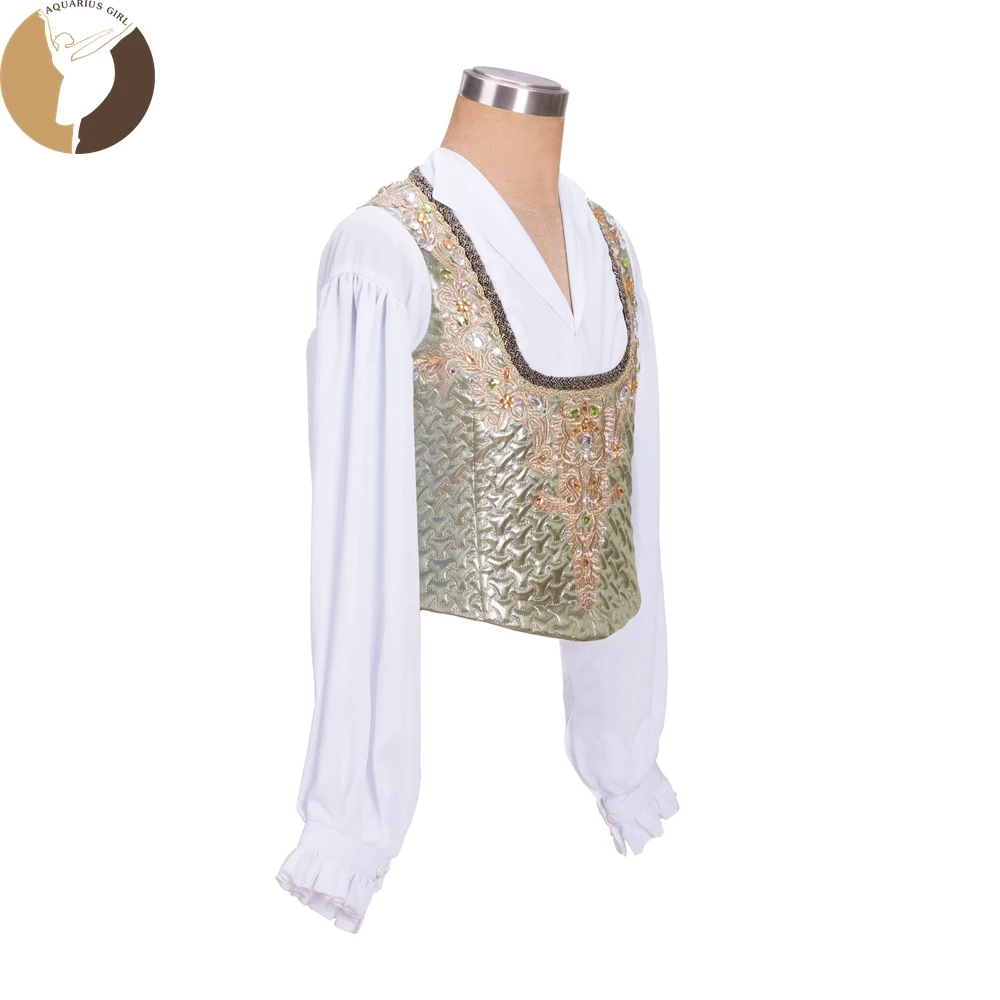 Профессиональная Мужская балетная Туника золотого цвета с шифоновыми рукавами