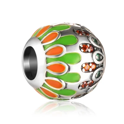 ZMZY свежий античный 925 пробы серебряный шарм из бисера Лето эмаль fit Pandora талисманы браслет для женщин подарок ювелирные изделия