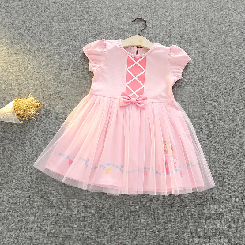 2-6 Years Princess Aurora Cosplay Dress Girls Summer A-line Cotton Kids Cartoon Costume Children Christmas Clothing | Детская одежда и