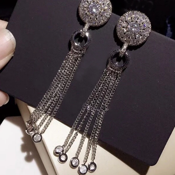 Модные дизайнерские Медь Jewelry 3A кубического циркония вечерние серьги | Украшения