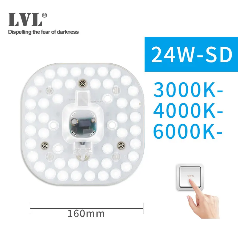 24W-SD Светодиодный модуль 12 Вт, 18 Вт, 24 Вт, 36 Вт, AC220V, 230 В, 240 в, светодиодный светильник, сменный потолочный светильник, источник питания, удобная установка - Цвет: 24W-SD