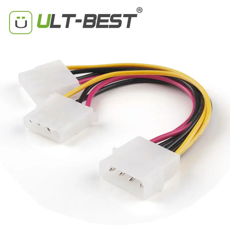 ULT-Best SATA Molex 4 Pin Male to 4pin Female Extension Cable Power Supply Y Splitter Cables 15CM on - Удлинительный кабель питания с разветвлением Y для SATA Molex 4 Pin Male до 4pin Female длиной 15 см от ULT-Best.