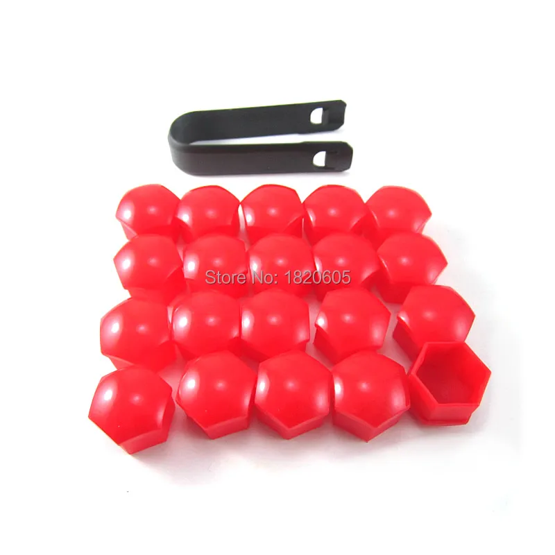 Колпачки с центральной крышкой для наконечников гаек красных колес 20 шт. 17 мм