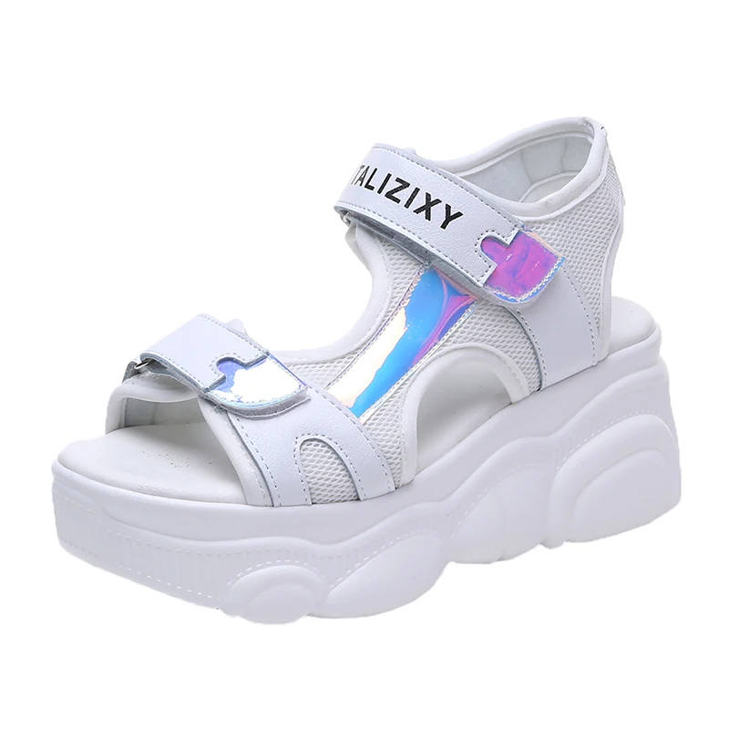 Женские босоножки на высоком каблуке 7 см Летние платформе женская повседневная