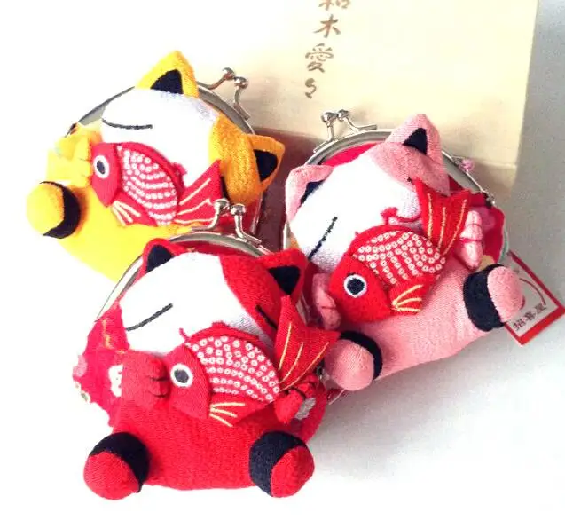 20 штук Горячая японское кимоно Lucky Cat рыба портмоне кошелек Сменный бокс-брелок сумка