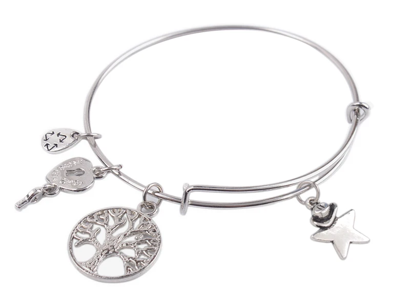

5PCS Fashion Expandable Wire Bangle Mr.Star Charm Bracelet #92108