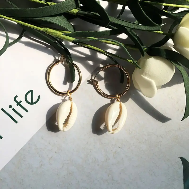 Серьги из натуральной ракушки простая подвеска Женские Ювелирные изделия