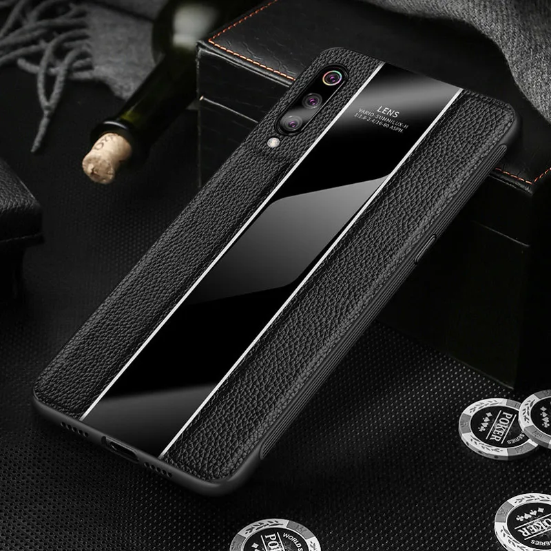 For Xiaomi Mi 9 Case Genuine Leather Phone Bag SE Porsche Design TPU Edge Glass Cover Mi9 |