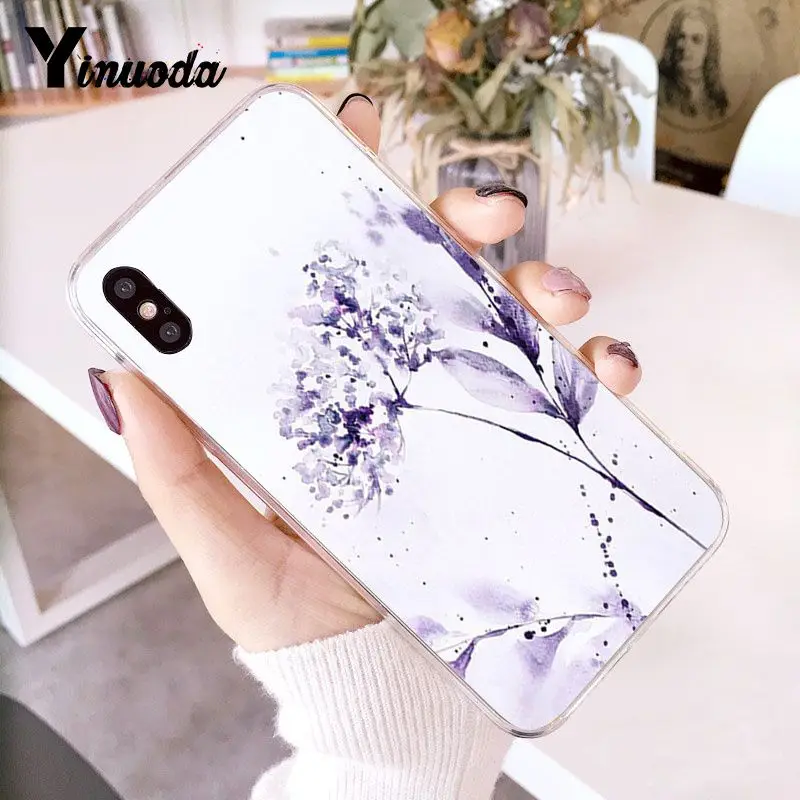A7 Yinuoda акварельный цветок Одуванчик Лотос Лаванда Coque Shell чехол для телефона для iPhone 8 7 6 6S Plus 5 5S SE XR X XS MAX 10 - Цвет: A7
