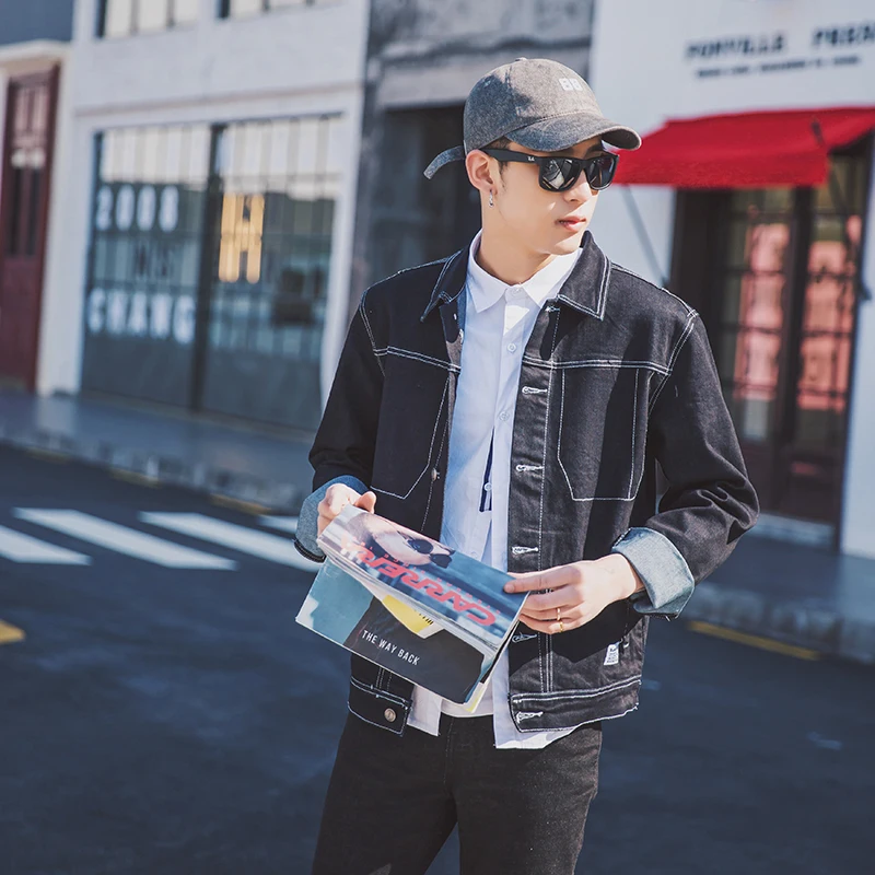 Для мужчин куртка 2019 Весенняя Повседневная Denim Slim Fit Костюмы Однобортный кнопки
