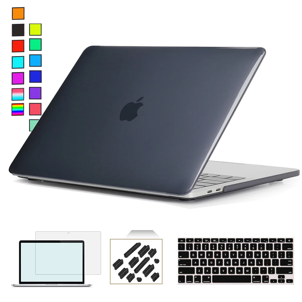 Для нового Macbook Air 13 чехол+ клавиатура чехол для Apple Macbook Air Pro retina 11 12 13 15 Mac Book 15,4 13,3 дюймов чехол для ноутбука - Цвет: Crystal Clear Balck