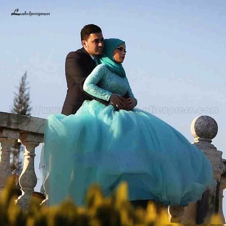Элегантный синий мусульманский хиджаб свадебное платье Robe de Mariee 2020 сексуальные