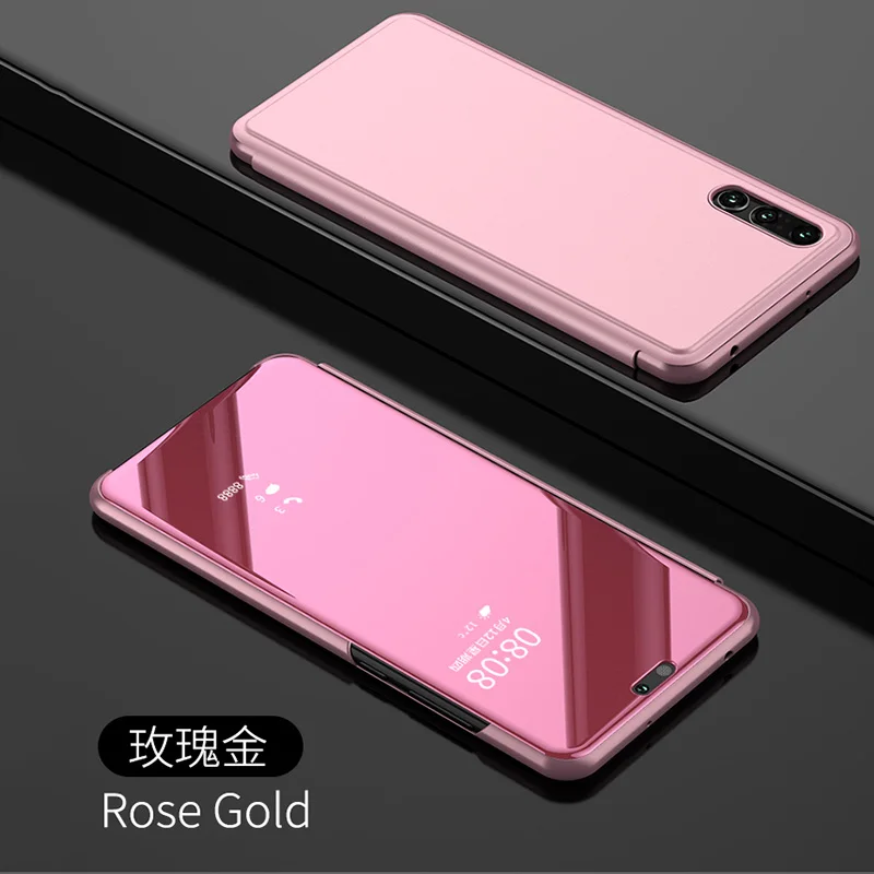Роскошный прозрачный зеркальный чехол для huawei P10 Lite P9 P20 Pro Nova 3E Y5 Y6 Honor 7A DUA-L22 7C AUM-L41 кожаный флип-чехол - Цвет: Rose Gold