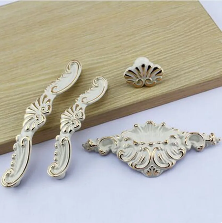 64 96 128 мм европейские ретро модные декоративные ручки для мебели Белое золото