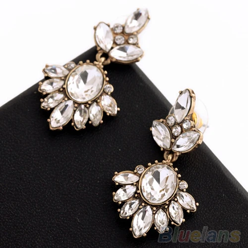 Винтажные женские серьги Кристальные вставки в со стразами Ушные Шпильки 2MQA|ear