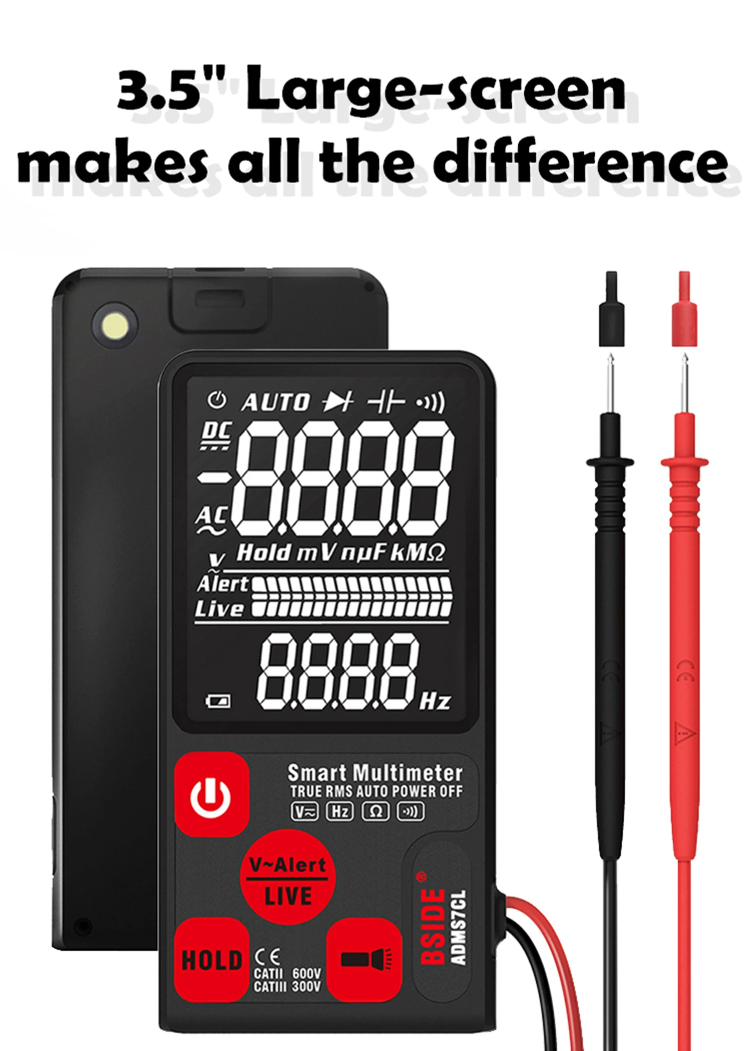 BSIDE ADMS7CL EBTN lcd 3," экран мультиметр True RMS Автоматический диапазон 6000 отсчетов Цифровой вольтметр с Ом Вольт Тест непрерывности