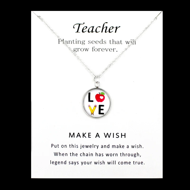 Учительская жизнь лучшая Обучающие кулоны яблока любовь ожерелья единорога 18 мм