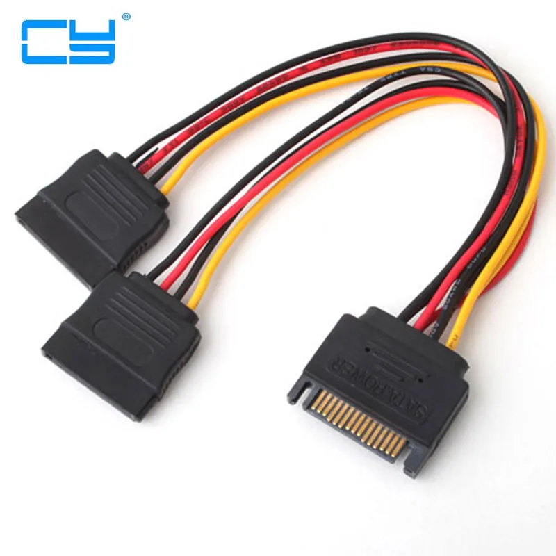 

SATA Power 15-pin Y-Splitter Cable Adapter Male to Female for HDD Hard Drive