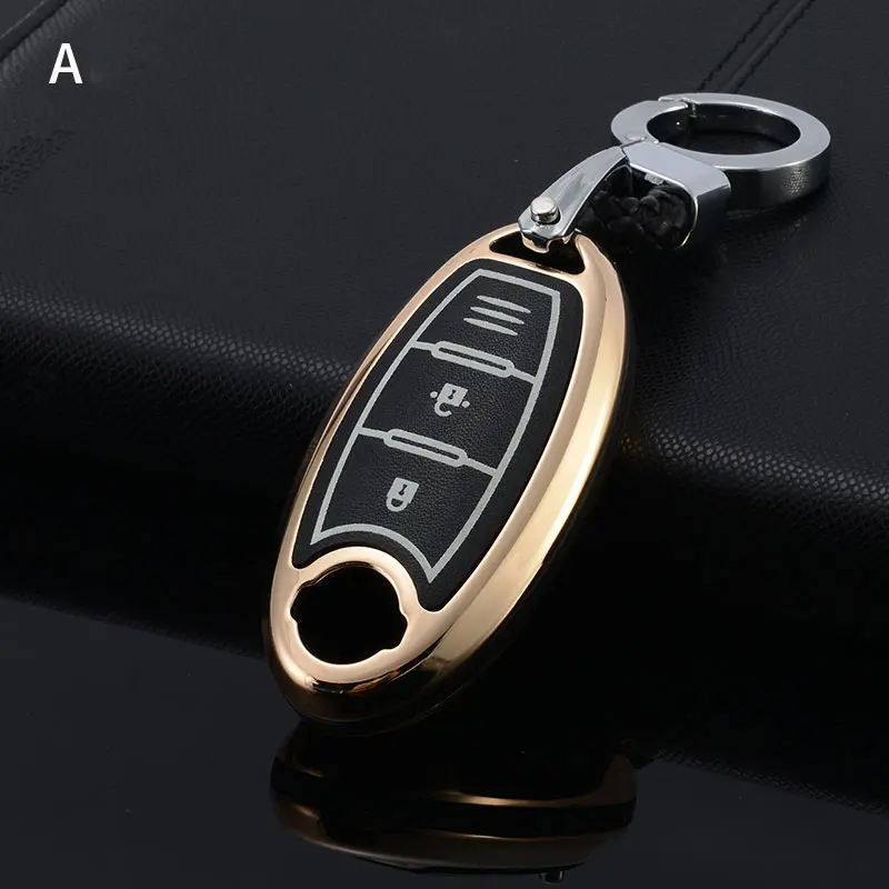 A Model Gold Цинковый сплав брелок чехол ключ чехол для Nissan Versa Maxima Altima Rogue Armada Sentra Мурано для Infiniti FX35 QX60 Smart - Название цвета: A Model Gold